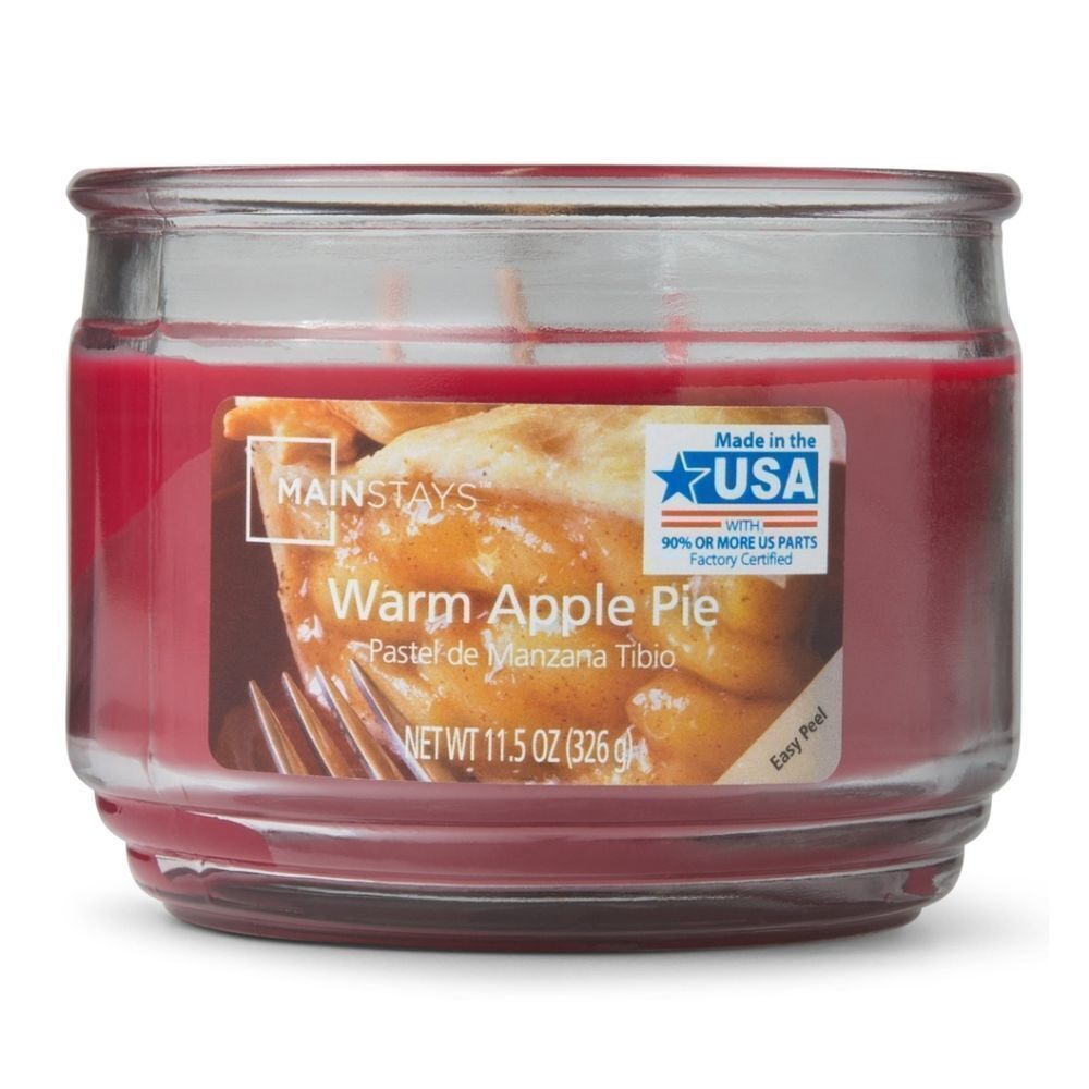 Mainstays Warm Apple Pie Scented 3-Wick Glass Jar Candle, 11.5 oz.